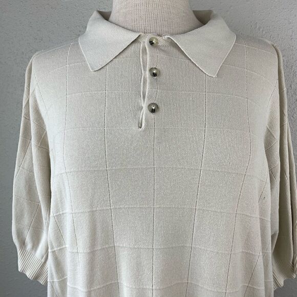La Veen Silk Polo Top Size XL EUC - Picture 2 of 6